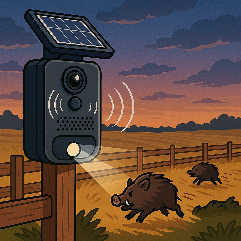 BoarGuard solar-powered device deterring wild boars